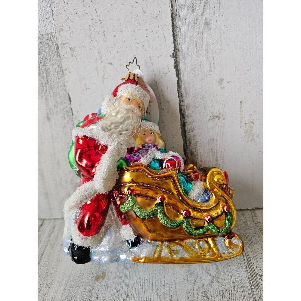 Radko holiday sleigh Ride Santa vintage ornament Xmas 2007 clause trees vintage‎